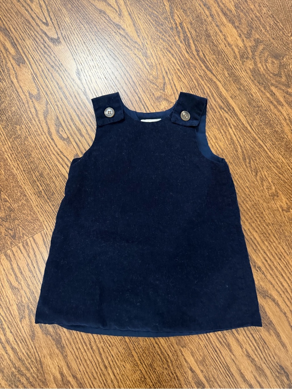 The Beaufort Bonnet Company Navy Corduroy Button-Shoulder Pinafore